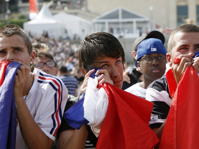 Franse supporters tijdens het WK Voetbal in 2010 in Zuid-Afrika
