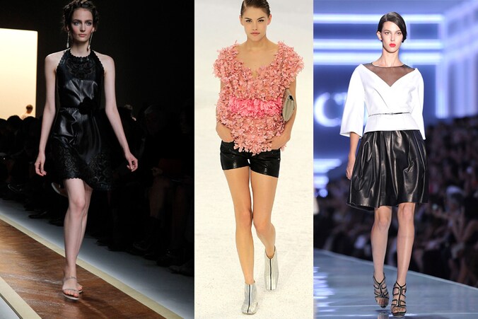 Jurk van Valentino, shortje van Chanel en rok van Dior.