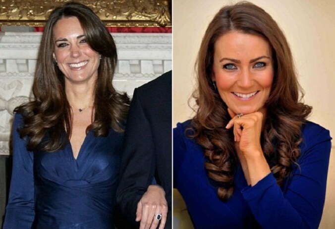 Kate Middleton en haar dubbelgangster Heidi Agan