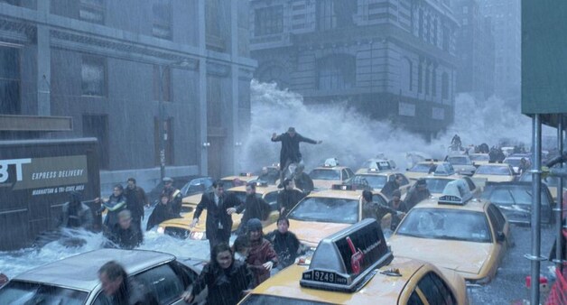 Deze scène uit 'The Day After Tomorrow' is voorlopig nog fictie, maar de kans op overstromingen in Manhattan stijgt wel degelijk.