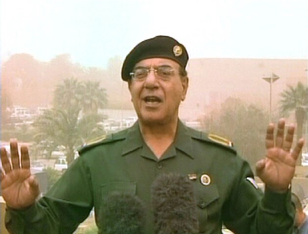 'Comical Ali' oftewel 'Bagdad Bob', destijds in april 2003.