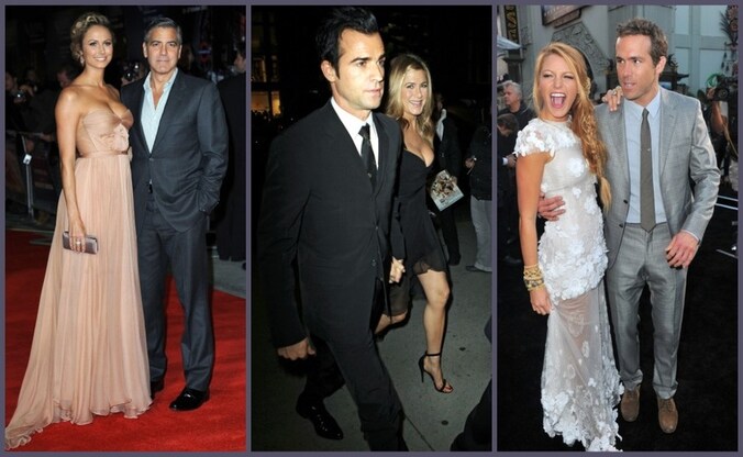 Stacy Keibler en George Clooney, Justin Theroux en Jennifer Aniston, Blake Lively en Ryan Reynolds.
