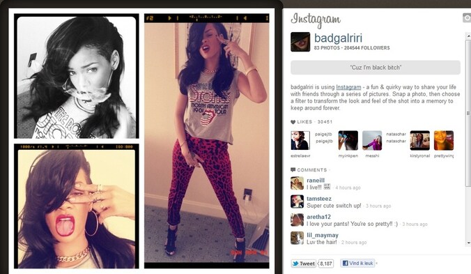 Rihanna onthulde haar nieuwe haarkleur op microblogsite Twitter.
