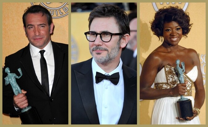 Jean Dujardin, regisseur Michael Hazanavicius en Viola Davis.