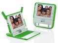 Een oudere versie van de armeluislaptop: de '100 dollar laptop' van de stichting One Laptop Per Child.