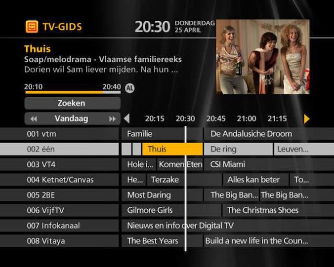 De oude versie van de TV-gids op de Digicorders van Telenet.