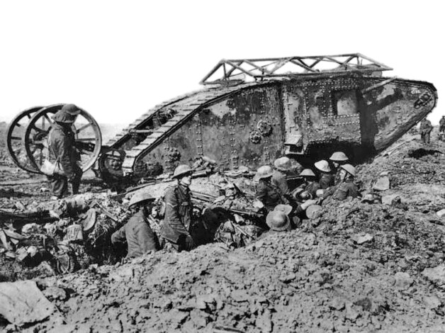 De Britse Mark 1-tank.