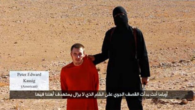 Peter Kassig tijdens de aankondiging van zijn onthoofding, begin oktober