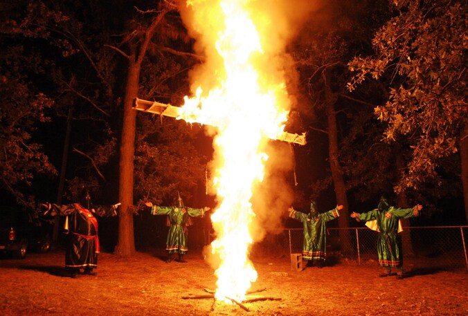 De KKK tijdens een actie in South Carolina enkele jaren geleden.