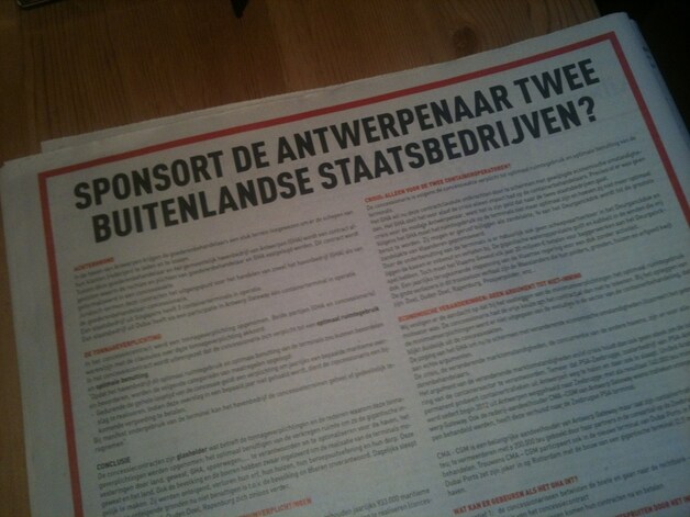 Verschillende kranten hebben vandaag deze paginagrote advertenties van Katoen Natie.