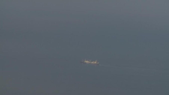 De Nisshin Maru gefotografeerd door een van de drones die Sea Shepherd ter beschikking heeft. Foto Sea Shepherd