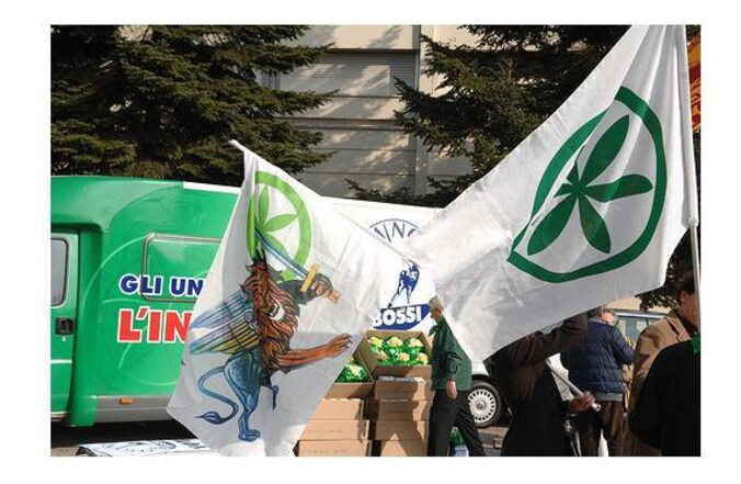 Aanhangers van de Lega Nord op campagne