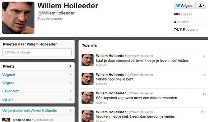 De nep-twitteraccount van Holleeder.