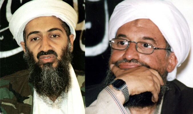 Osama bin Laden en al-Zawahiri die nog altijd gezocht wordt.