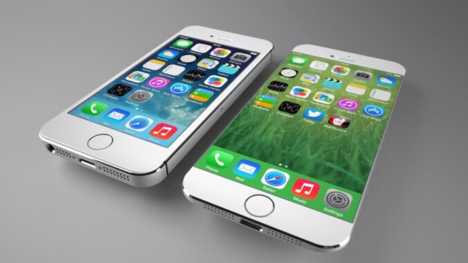 Conceptfoto's van de iPhone 6 (r.) die al een tijdje op internet rondwaren.