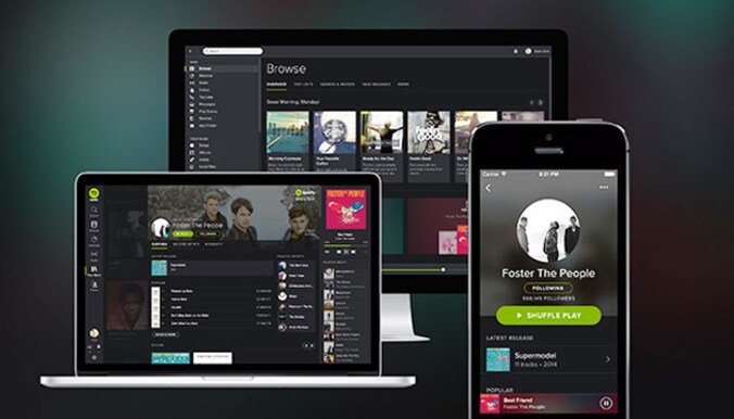 De nieuwe, donkere look van Spotify.