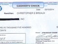 De bewuste cheque.