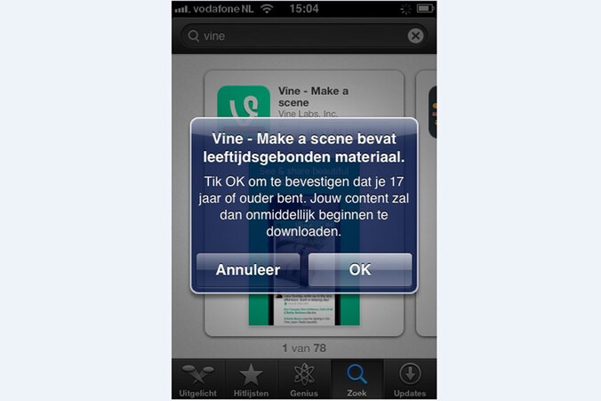 Screenshot uit de App Store.