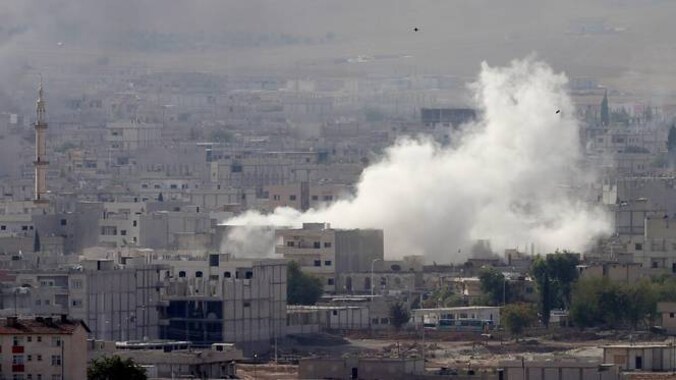 Kobani, vanmorgen, op een foto die vanuit Turkije is genomen.