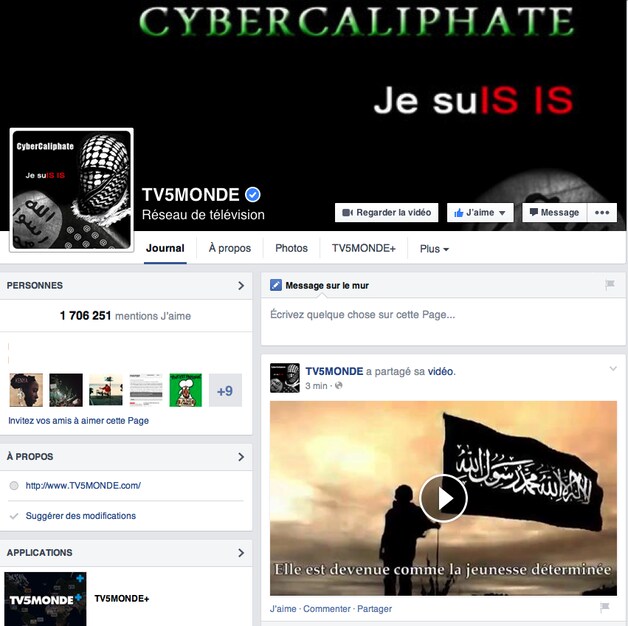 De gehackte Facebookpagina van TV5Monde.