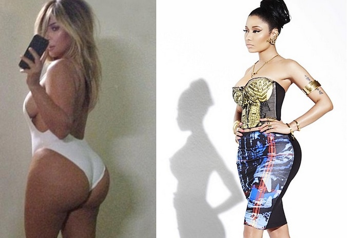 Kim Kardashian en Nicki Minaj tonen hun kont op Instagram.