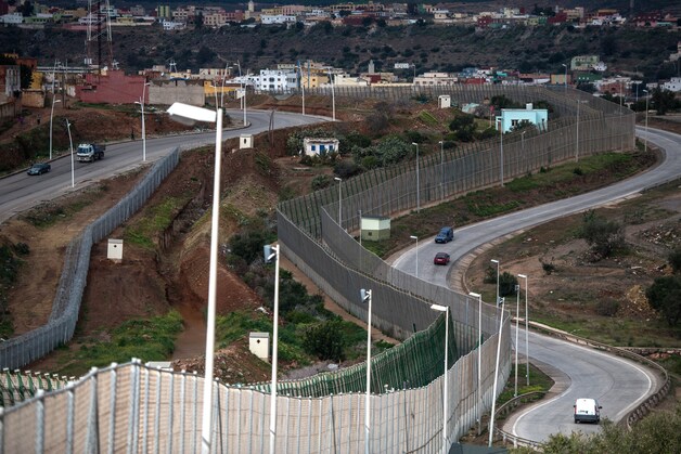 De grens tussen Marokko en de enclave Melilla.
