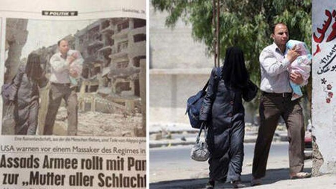Links de foto in Kronen Zeitung, rechts het beeld van EPA.