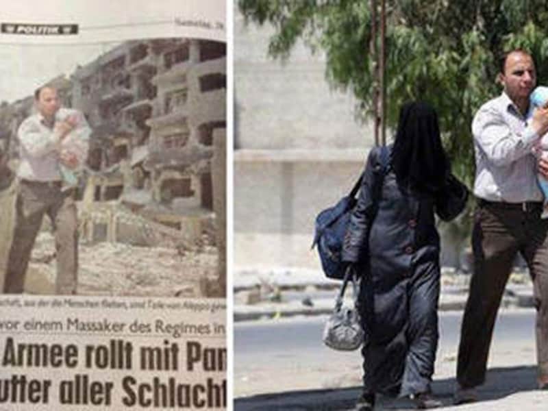 Links de foto in Kronen Zeitung, rechts het beeld van EPA.