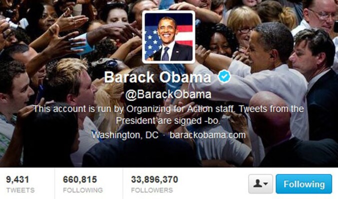 De Twitter-account van Barack Obama.
