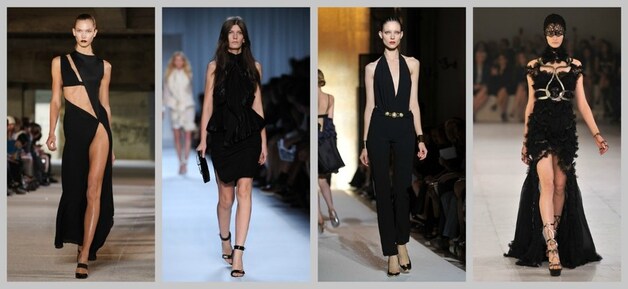 Enkele jurken die Gwyneth droeg tijdens de shoot: Anthony Vaccarello, Givenchy, Yves Saint Laurent en Alexander McQueen.