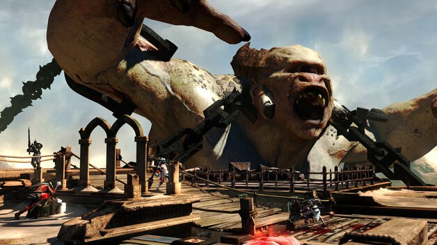 De grotere 'bosses' in games als 'God of War: Ascension' gaan alleen maar neer wanneer u ze op bepaalde zwakke plekken raakt.