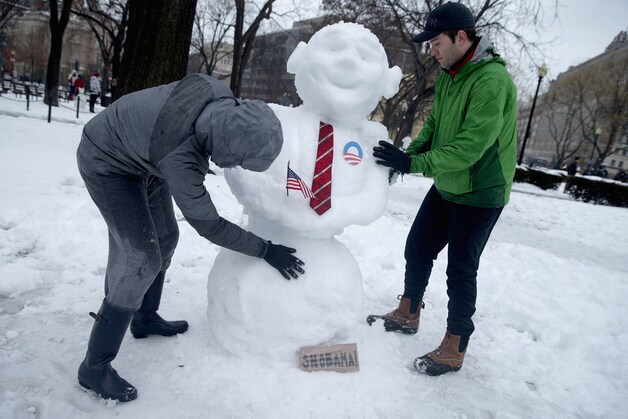 Inwoners van de hoofdstad Washington maakten een 'snowbama'