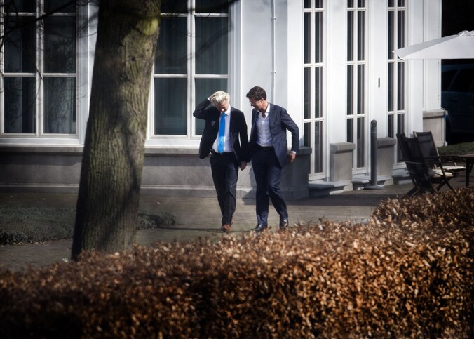 Geert Wilders en Mark Rutte bij het Catshuis.