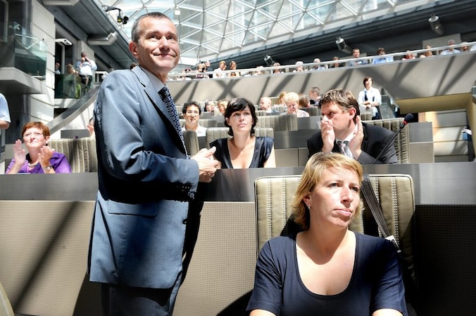 Vandenbroucke, hier naast sp.a-voorzitter Caroline Gennez, was volgens de studie een grote electorale troef voor de partij.
