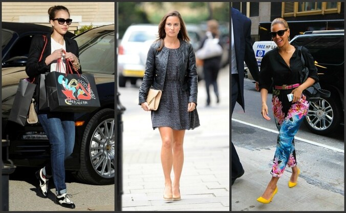 Jessica Alba met 'spectators', Pippa Middleton met beige pumps en Beyoncé met knalgele schoenen