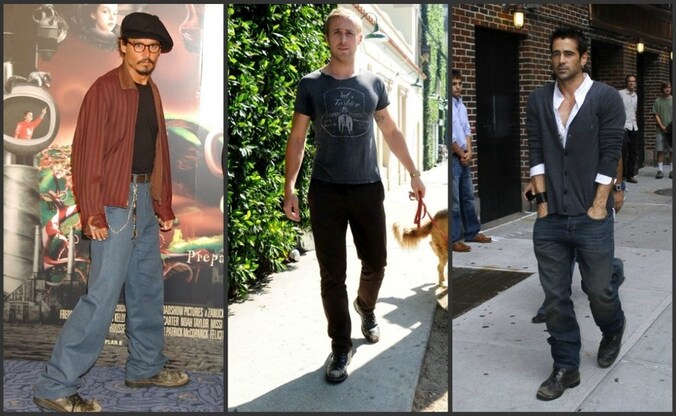 Johnny Depp, Ryan Gosling en Colin Farrell met versleten bottines