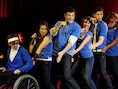 v.l.n.r.: Jenna Ushkowitz, Cory Monteith, Lea Michele, Chris Colfer en Amber Riley