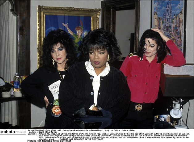 Liz Taylor, Oprah en Michael Jackson in 1993.