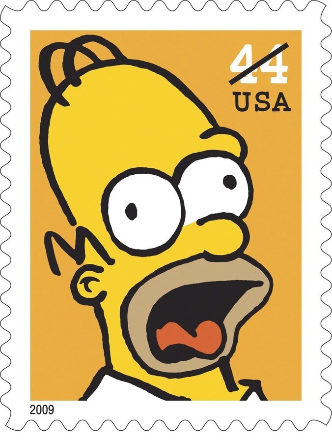 Homer Simpson op een Amerikaanse postzegel uit 2009.