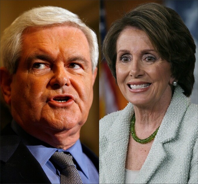 Newt Gingrich en Nancy Pelosi.