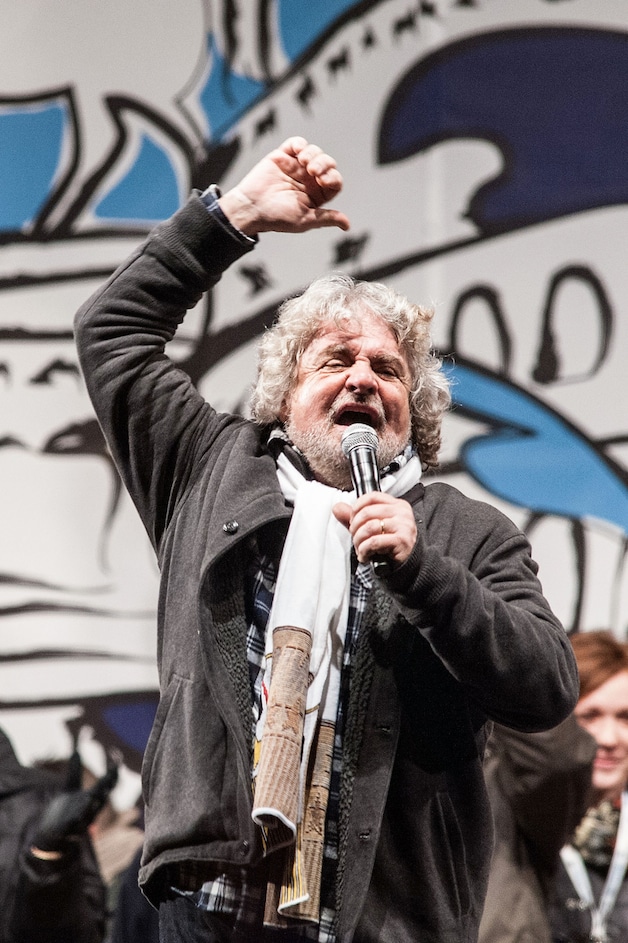 De Italiaanse leider van de Vijfsterrenbeweging Beppe Grillo.