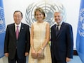 Onze minister van Buitenlandse Zaken Didier Reynders (R) had vandaag een ontmoeting met VN-secretaris-generaal Ban Ki-moon (L).