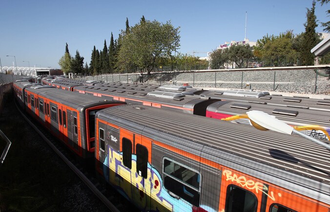 De metrostellen staan stil in Athene.