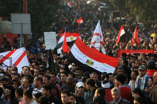 De protestmars vertrok vanaf het stadion van Al-Ahly.