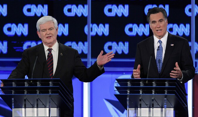 Zowel Newt Gingrich (links) als Mitt Romney verzwegen zaken over hun inkomsten.