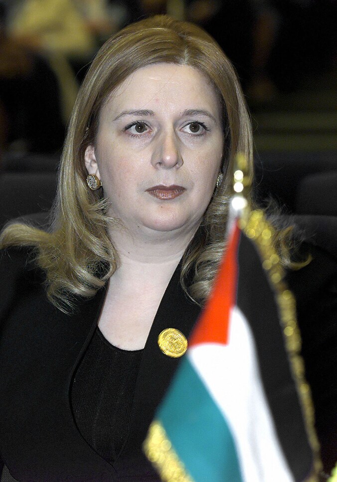 Souha Arafat, de weduwe van Yasser Arafat.