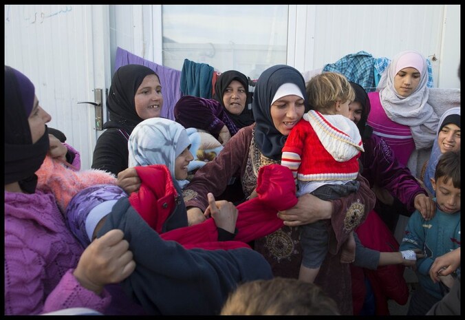 Syrische vrouwen in een Turks vluchtelingenkamp.