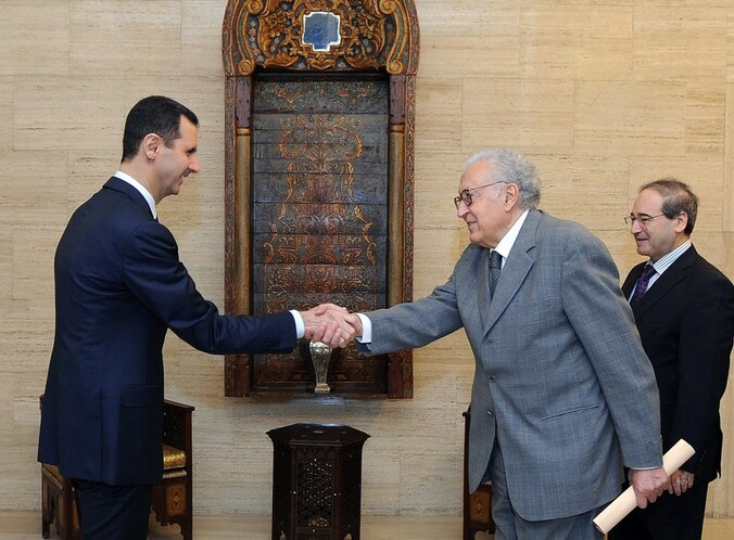 Bashar al-Assad en Lakhdar Brahimi in Damascus.