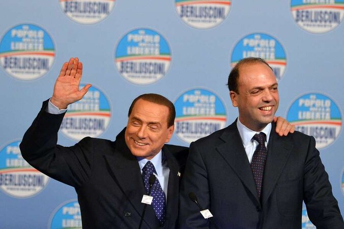 Silvio Berlusconi en Angelino Alfano in betere tijden.