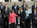 De G20-top in St. Petersburg, begin september. In het midden de Braziliaanse president Dilma Rousseff en de Amerikaanse president Obama.